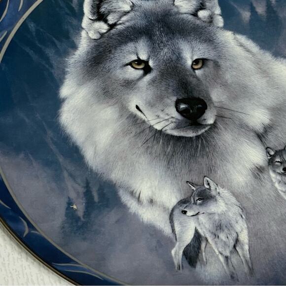 Vintage Bradford Exchange “Silver Scout” Timber Wolf Plate By Eddie La Page - Picture 7 of 9
